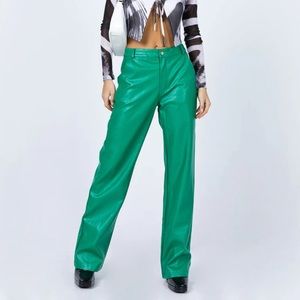 PRINCESS POLLY: ASHLEA PU PANTS GREEN